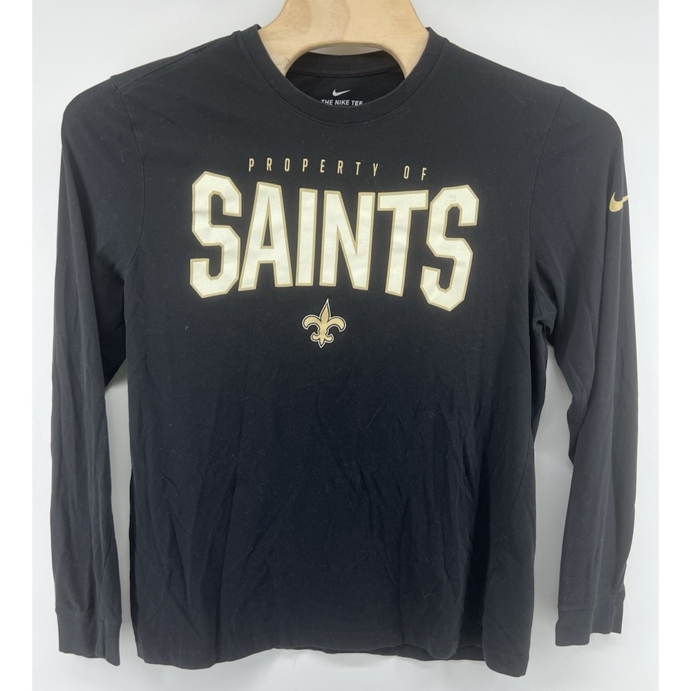 Nike Dri Fit New Orleans Saints Long Sleeved Shirt Mens XL Black Big Graphic